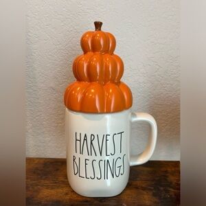 Rae Dunn Pumpkin Halloween Mug with topper